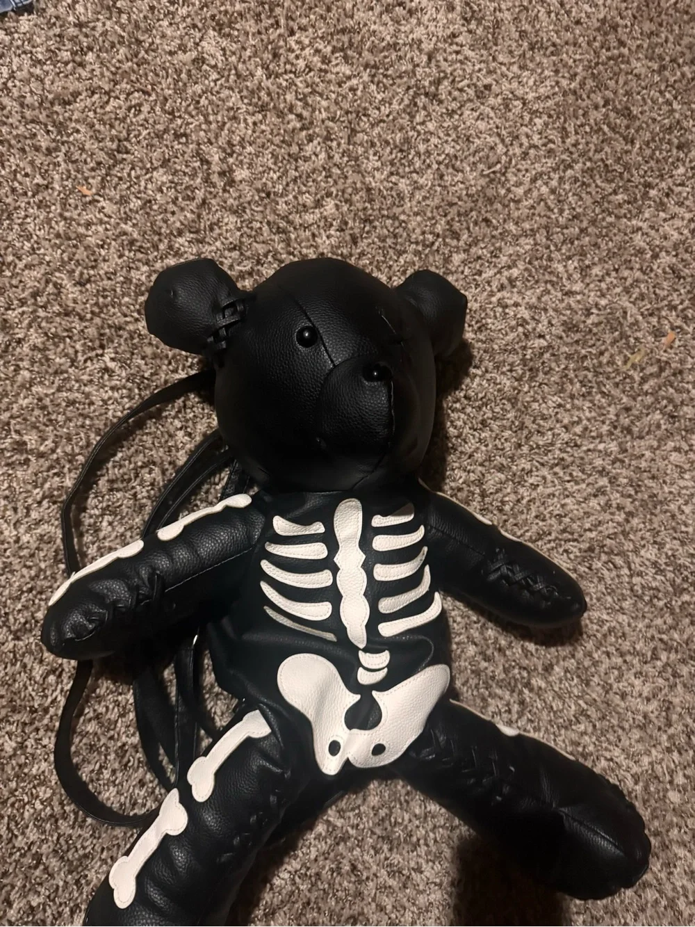 Black Teddy Bear Skeleton Backpack